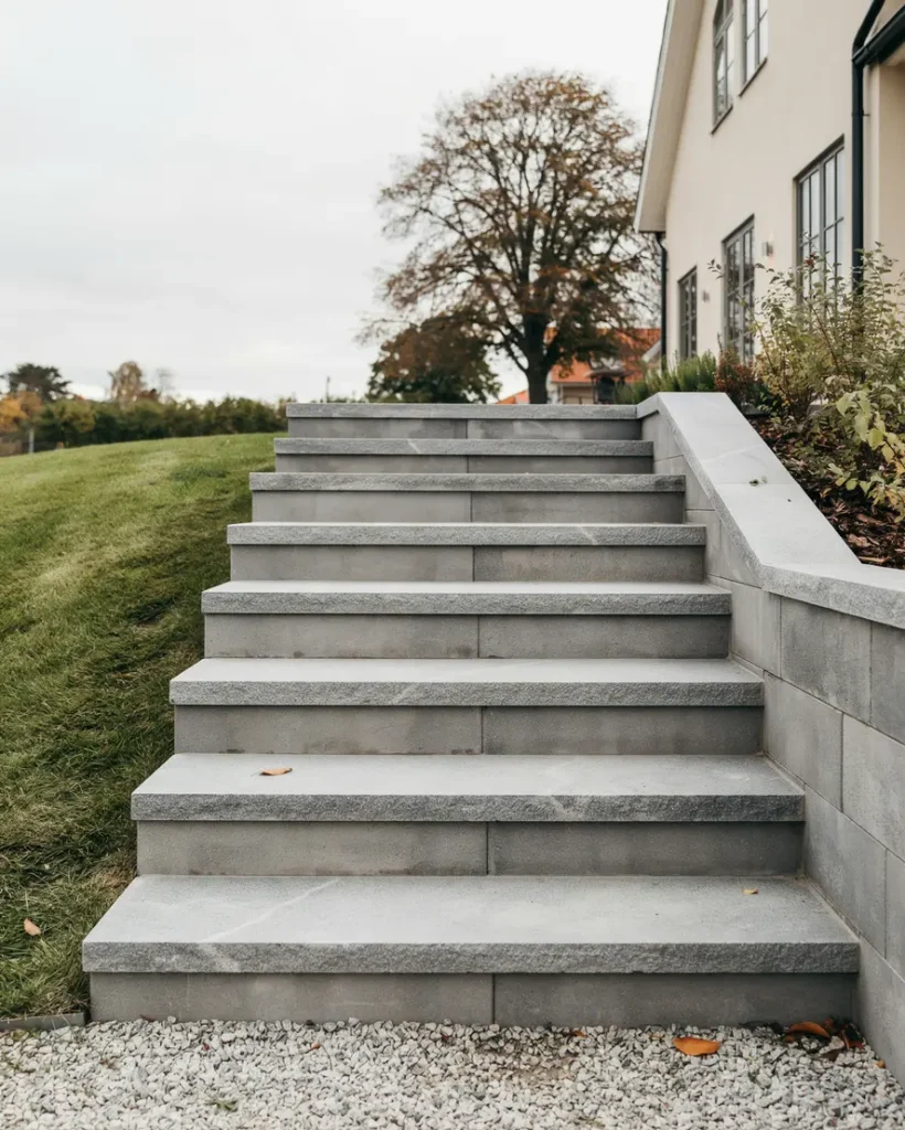 anl ggning av stentrappa med betongstomme i hersby liding